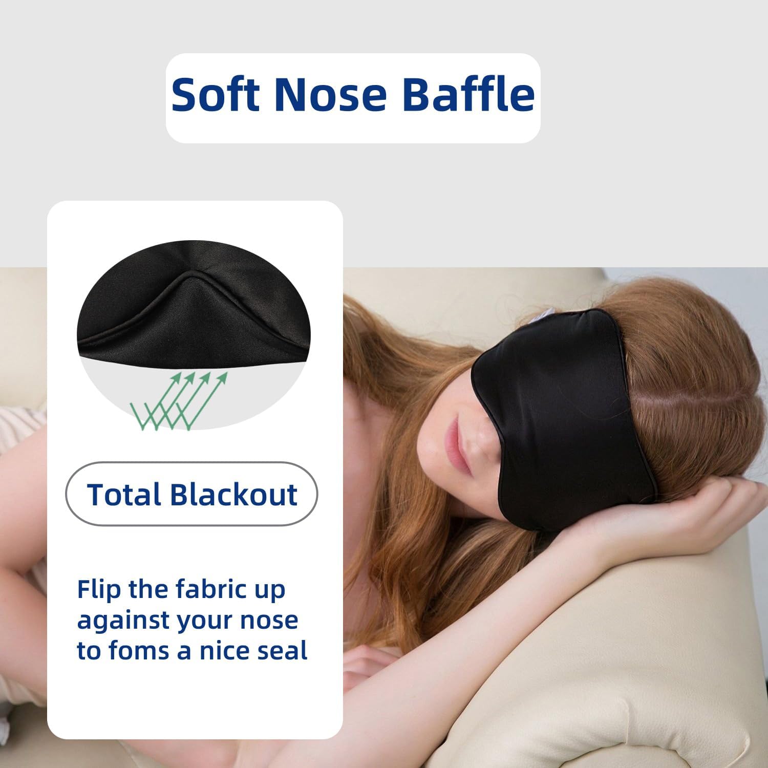 ALASKA BEAR Sleep Mask 2 Straps, Mulberry Silk, Twin Thin Elastic Bands Stay Put All Night, Smooth Eye Mask Two Adjustable Head Strings and Nose Baffle - Image 3